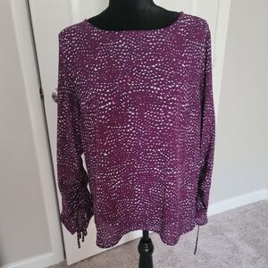 Renee C | Purple white dots blouse with tie sleeves